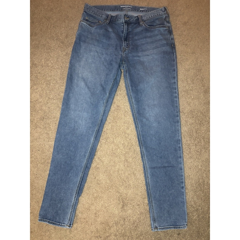 Banana Republic Travel Jean Athletic Fit Men's 36x34 Blue Grey 5-Pocket Pants